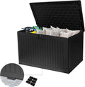320 Gallon Outdoor Storage Box Waterproof, Extra Large Plastic Outside Deck Box Weatherproof, Resin Outdoor Cushion Storage Container with Lock and Lids for Cushion and Pool Equipment, Black