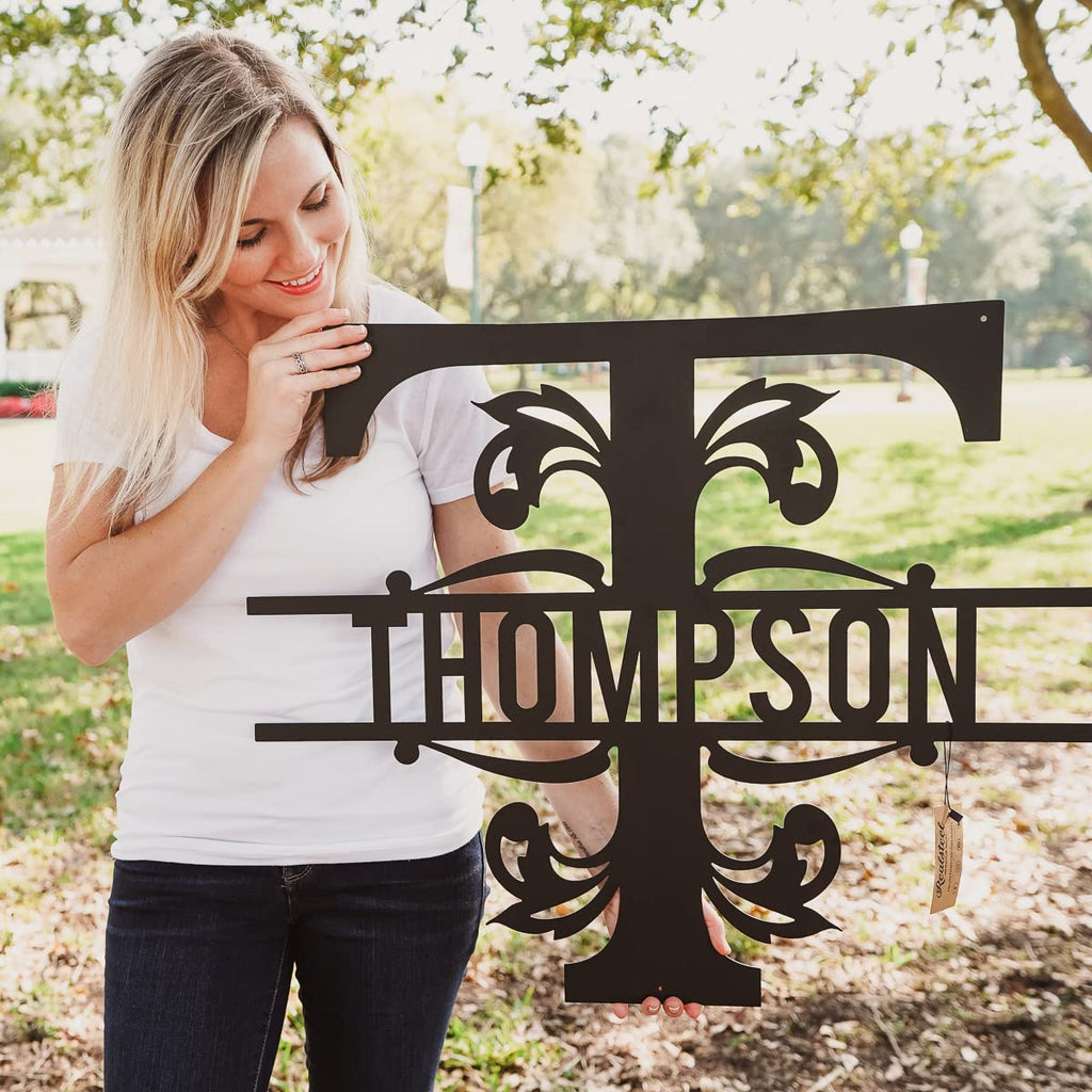 RealSteel, Metal Name Sign, Custom Metal Signs, Metal Wall Art, Split Letter Monogram, Metal Wall Decor, Last Name Sign, Family Name Sign, Personalized Wedding Gift, Garden Decor