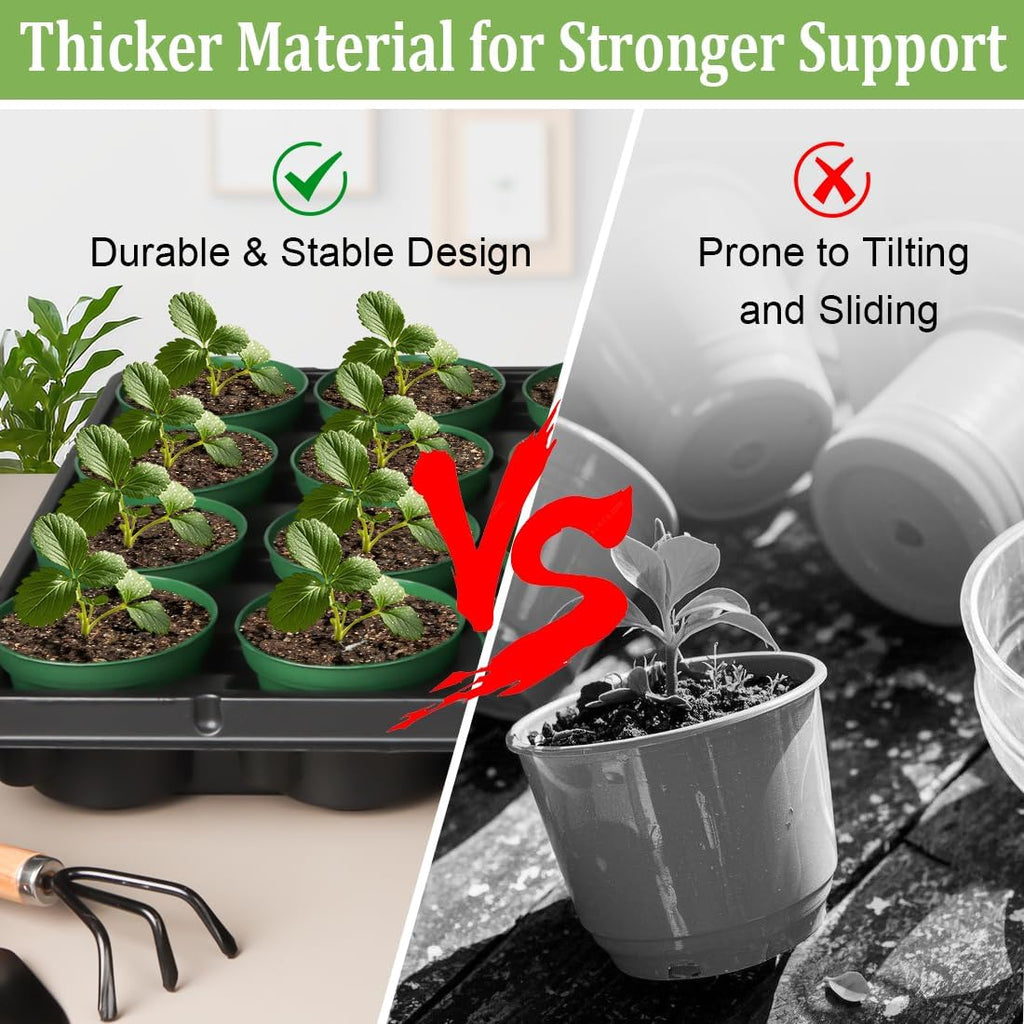 3 Inch Nursery Pots 100 Pcs with 5 Pcs 20 Cell Nursery Pot Trays, 5 Sets Seed Starting Kit for Seedlings, Propagation and Home Gardening, Sturdy Green Seeds Starter Pot Tray Germination Set