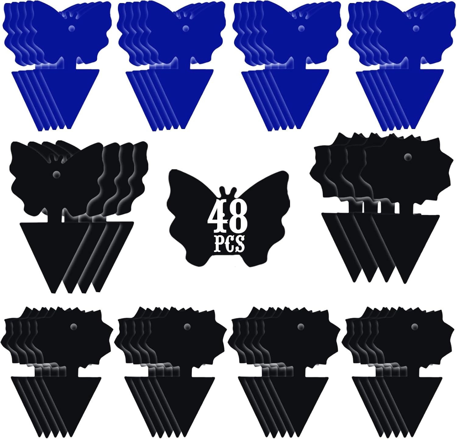 USKICH Sticky Traps Gnat Killer Fruit Fly Traps Non-Toxic and Odorless Fungus Gnat Traps Insect Traps Black Sticky Trap for Indoor and Outdoor Plants（48Pcs Black）