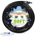 RAINPOINT Misters for Outside Patio - Upgraded 59FT(18M) Misting System Kit with Water Filter for Cooling Outdoor, 59FT Misting Line + 17 Mist Nozzles for Backyard Garden Porch Deck Greenhouse