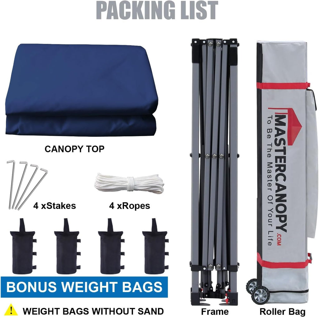 MASTERCANOPY Heavy Duty Pop-up Canopy Tent with Sidewalls (10x10,Navy Blue)