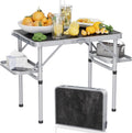 Titanker Folding Camping Table Small 2ft, Small Camp Table Portable with 50% Extra Space, Folding Picnic Beach Table Portable, Car Camping Essentials, Aluminum Light Solid, Silver