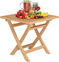 Wooden Side Table, Teak Wood Small Table for Indoor & Outdoor Use, Compact Patio Side Tables or Outdoor End Tables for Garden, Deck, or Balcony