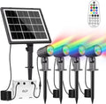 CLY 4-in-1 Solar Spot Lights Outdoor Color Changing, Solar Landscape Spotlights RGB Lighting IP66 Waterproof 45.93ft Cable Auto ON/Off Adjustable Garden Spotlight for Yard, Garden, Pool, Lawn, Statue