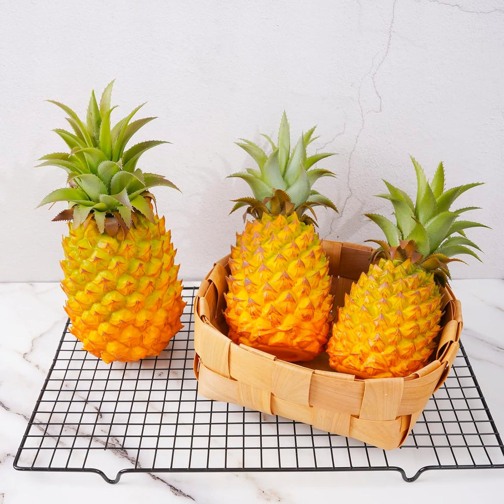 QIRMIZI 2 Pack Artificial Pineapple -Simulated Fruit Decoration, Lifelike Fake Fruit Model, Perfect for Home Decor, Kitchen, Party & Photography Prop – Realistic & Eco-Friendly,Yellow Small