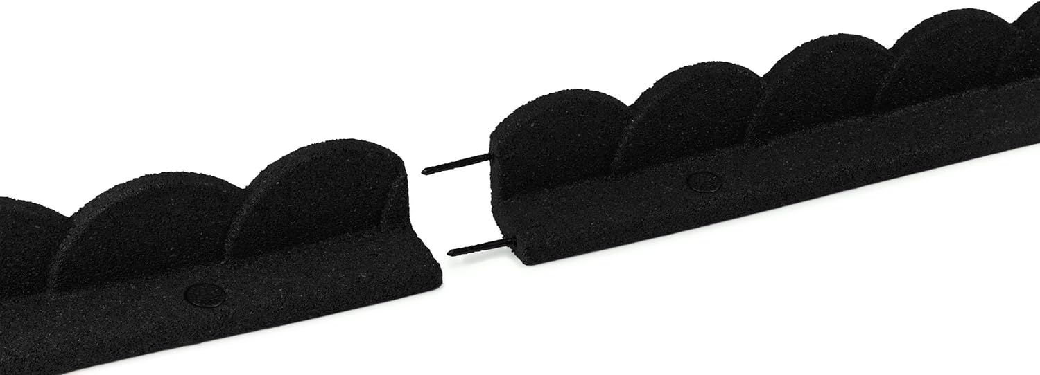 Playsafer L Shaped Flexible Rubber Scalloped Edger for Lawns Landscaping and Playground | Easy No Dig Installation| 4' Long (1, Black)