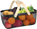 Garden Harvest Basket,Delicate Harvest Basket for Garden Vegetables,Practical Metal Mesh Wire Basket with Handle Suitable for Bathroom,Cabinet,Kitchen(Black)