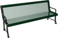 Coated Outdoor Furniture Heavy-Duty Outdoor Bench Thermoplastic Coated, Expanded Metal, Commercial-Grade Garden Bench, Made in America (Portable with Back, 6 Ft, Green)