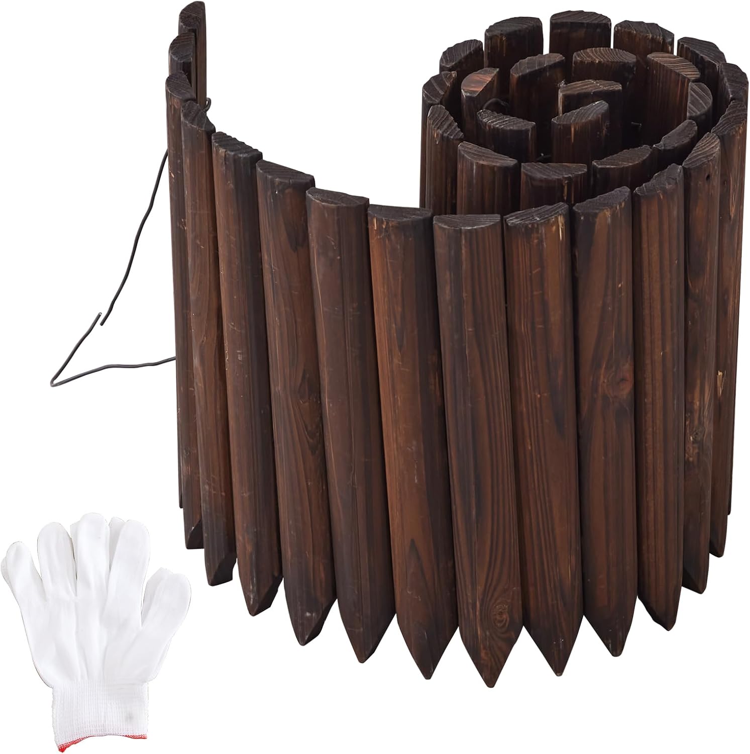 Wood Garden Edging Border Garden Fence Decorative Landscape Border Edging Planting Tree Fence Yard Patio Path Edging Landscape Edging Flower Bed Fences-11.8" H x 47.2" L (2PACK 8FT Total Length)