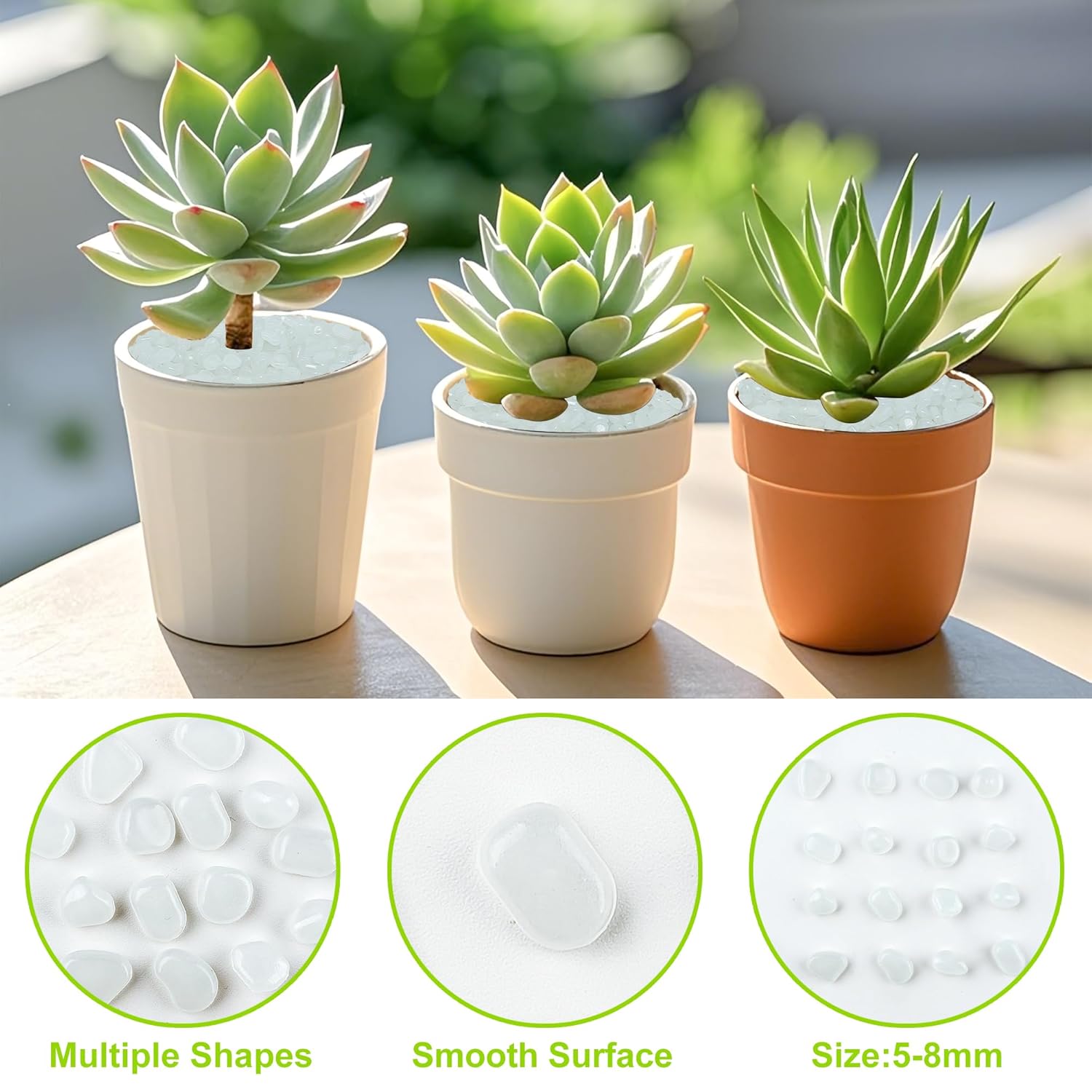 2000pcs 5-8mm White Glow Stones for Outdoors Bulk Outdoor Garden Glow Pebbles Aquarium Luminous Stone for Walkways Driveway Yard Plant Pots