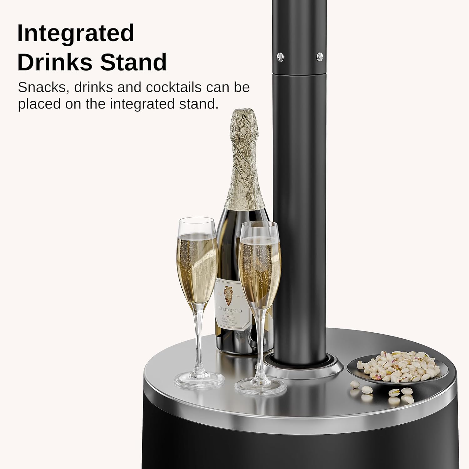 EAST OAK 50,000 BTU Patio Heater with Sand Box, Table Design, Double-Layer Stainless Steel Burner, Wheels, Triple Protection System, Outdoor Heater for Home and Residential, Polar Night