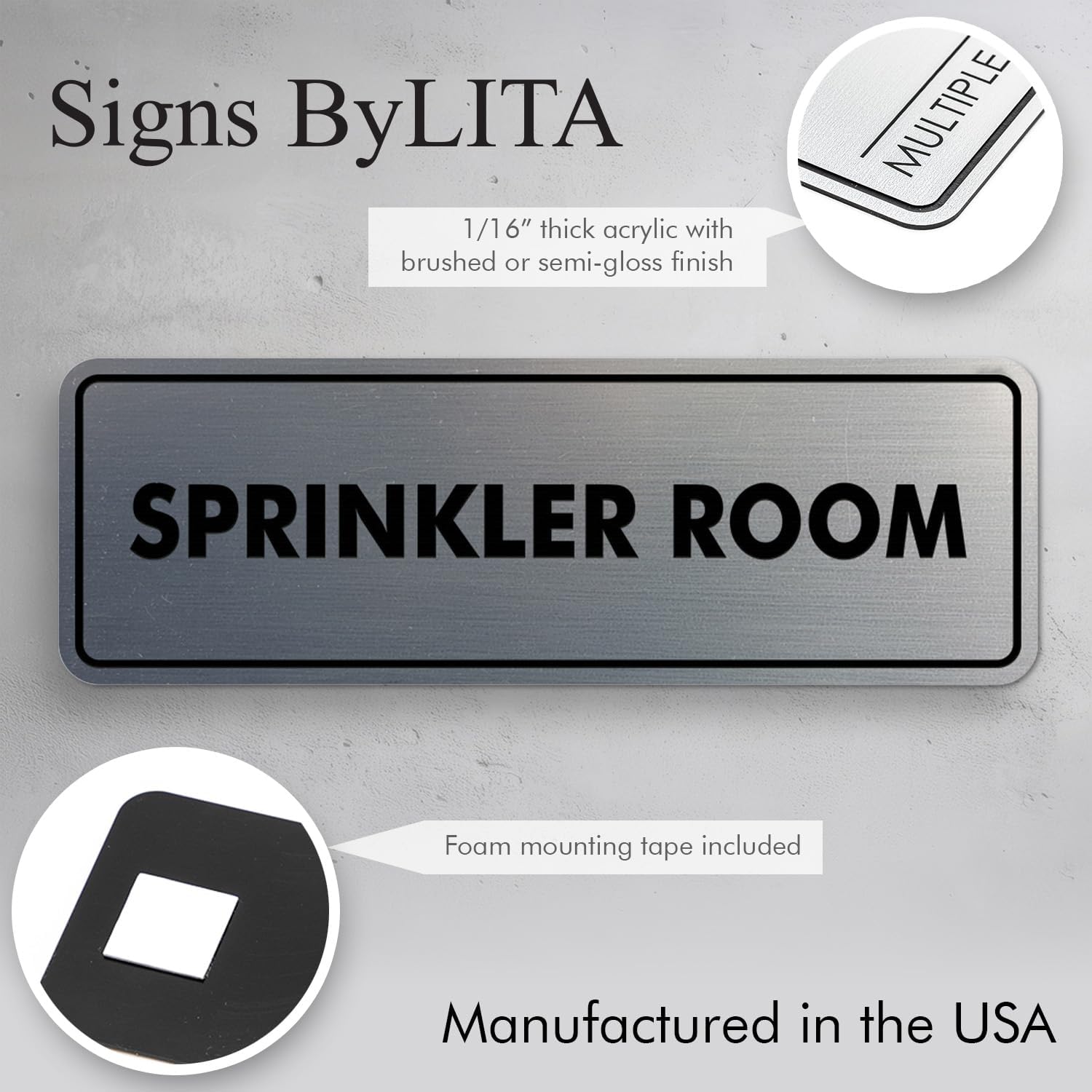 Signs ByLITA Standard Sprinkler Room Sign (Ivory/Dark Brown) - Small