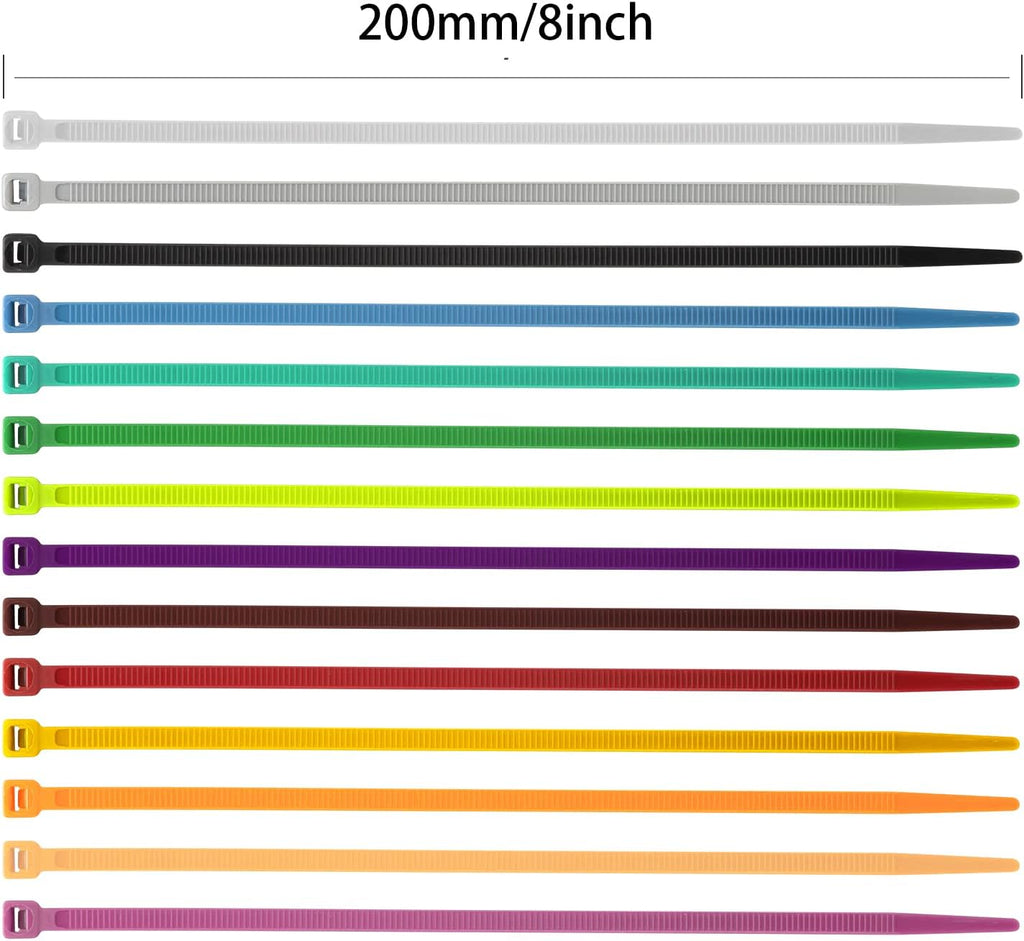 XINGO 100PCS Cable Zip Ties Heavy Duty, Premium Nylon Plastic Wire Ties with 50 Pounds Tensile Strength, Self-Locking Black Nylon Zip Ties for Indoor and Outdoor (8 inch, Brown)
