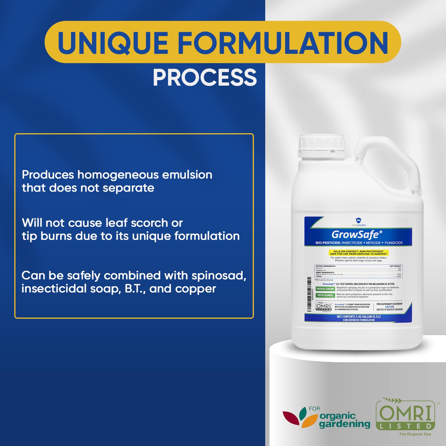 GrowSafe Bio-Pesticide, Organic and Natural Miticide, Fungicide and Insecticide (1.45 Gal)