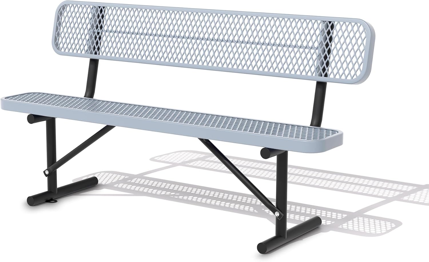 4/6/8 Feet Park Bench for Outside Heavy Duty Metal, Garden Benches Outdoor Bench with Backrest & Portable Frame, for Shopping Malls Stores Parks Patios Decks, Grey