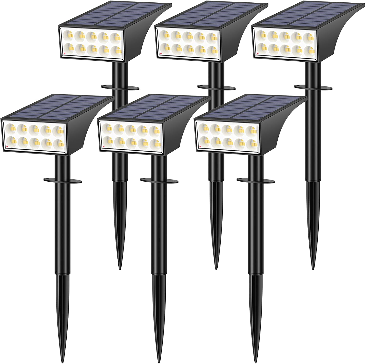 Solar Spot Lights Outdoor, Solar Lights Outdoor Waterproof IP65, 4 Lighting Modes Solar Powered Spotlights Yard Garden Landscape Pathway Solar Security Lights for Outside (Warm White, 6 Pack)