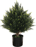 19” Artificial Cedar Outdoor Artificial Shrub Sunlight Resistant Leafy Potted Plant for Indoor Porch of Home and Office Artificial Outdoor Tree Topiary Trees