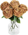 DuHouse 5Pcs Silk Roses Fake Roses with Stems Real Touch Rose Peony Latex Fake Flower for Arrangement Wedding Party Home Decoration