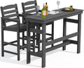 SERWALL Outdoor Bar Table and Chairs Set, Adirondack Bar Chairs Set of 2 and Bar Height Table, All Weather HDPE Outdoor Patio Bar Set, Outdoor Furniture for Outside, Poolside, Backyard, Garden, Grey