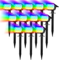 Solar Spot Lights Outdoor Color Changing, [7 Mode/12 Pack] Christmas Landscape Spotlights, Solar Lights Outdoor Waterproof, Led Powered Flood Light for Outside Pathway Yard Garden Tree Walkway