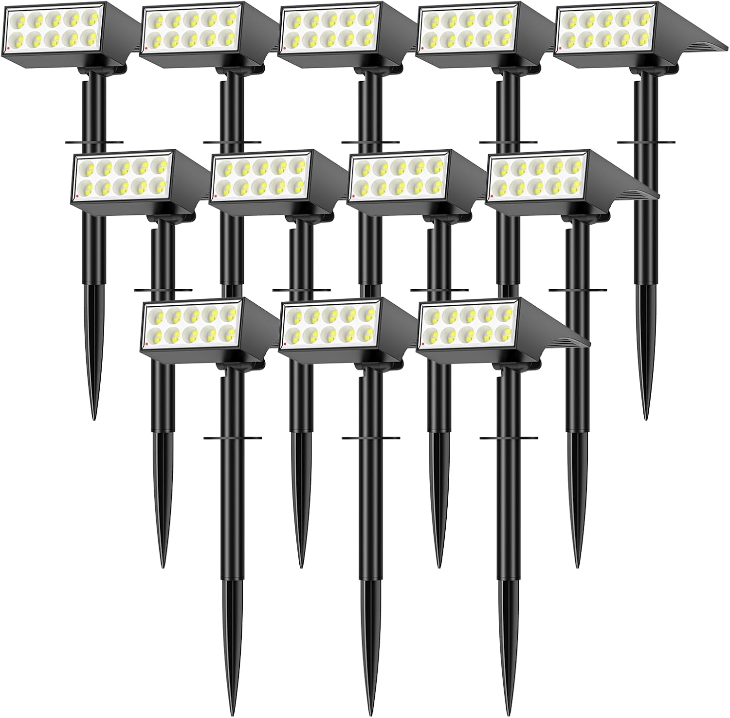 Solar Spot Lights Outdoor Waterproof,[12 Pack/4 Modes] Landscape Lighting Spotlights, Auto On/Off LED Solar Powered Yard Garden Flood Solar Light for Outside Pathway Wall Tree Pool,Cool White