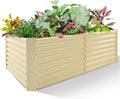 Land Guard 6x3x2ft Galvanized Raised Garden Bed, Planter Boxes Outdoor, Raised Garden Beds Outdoor for Vegetables, Flowers, Herbs, 269 Gallons, Cream Yellow…