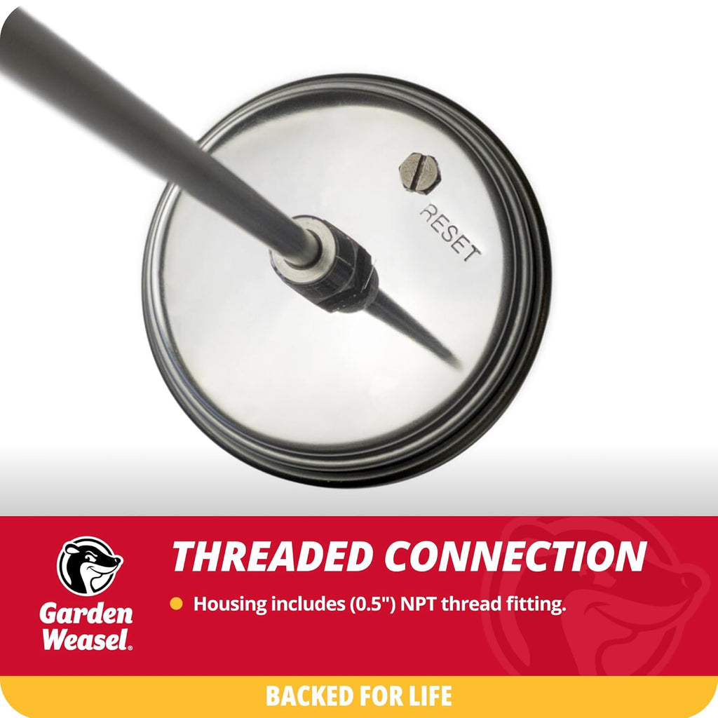 Garden Weasel Analog Soil & Composting Dial Thermometer - 36-Inch Probe | Measures 0 to 220 Degrees Fahrenheit | Soil Temperature, Worm Compost | 98001-A