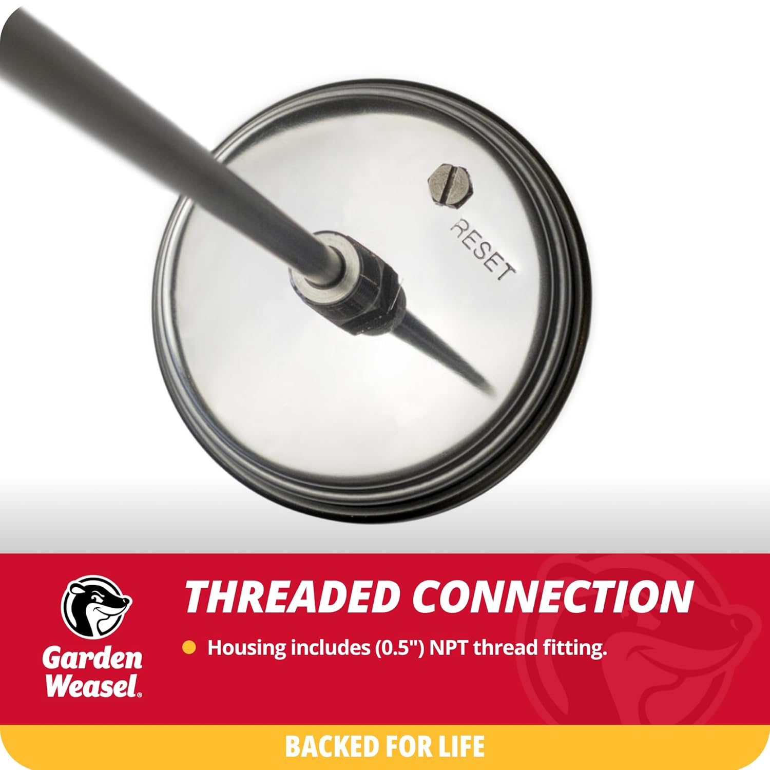 Garden Weasel Analog Soil & Composting Dial Thermometer - 36-Inch Probe | Measures 0 to 220 Degrees Fahrenheit | Soil Temperature, Worm Compost | 98001-A