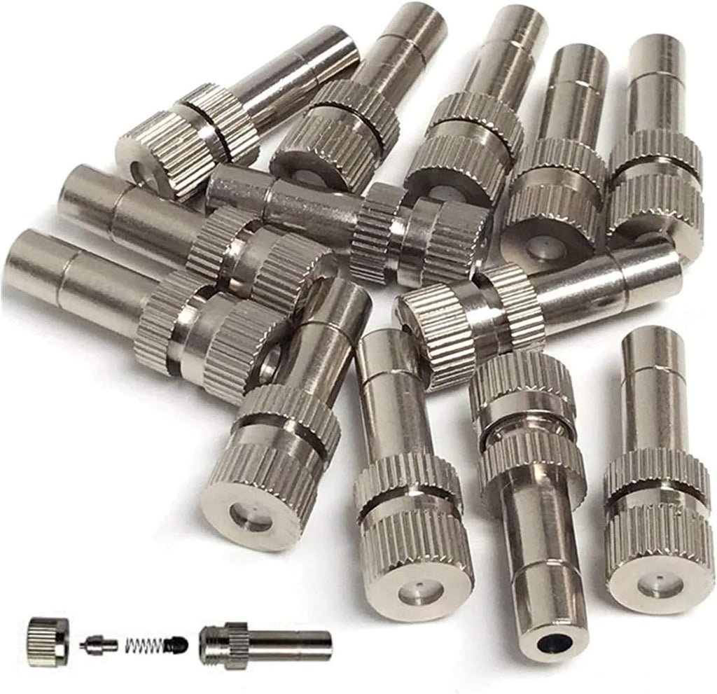 20pcs Brass Mister Nozzles, 6mm Misting Nozzles for Outdoor Cooling System, Landscaping, Air Humidification, Greenhouse Irrigation (without Filter, 0.024"/0.6mm Orifice)