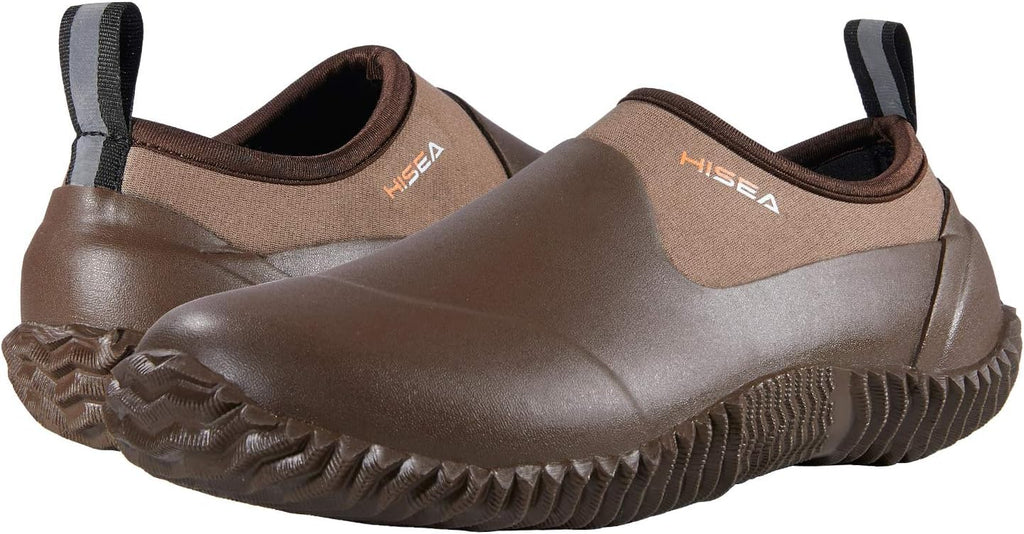 HISEA Unisex Waterproof Garden Shoes, Men's Rubber Rain Boots Women's Ankle Rain Shoes Neoprene Camp Booties Outdoor Slip-On Footwear for Gardening, Farming, Camping, Car Wash, Lawn Care and Yard Work