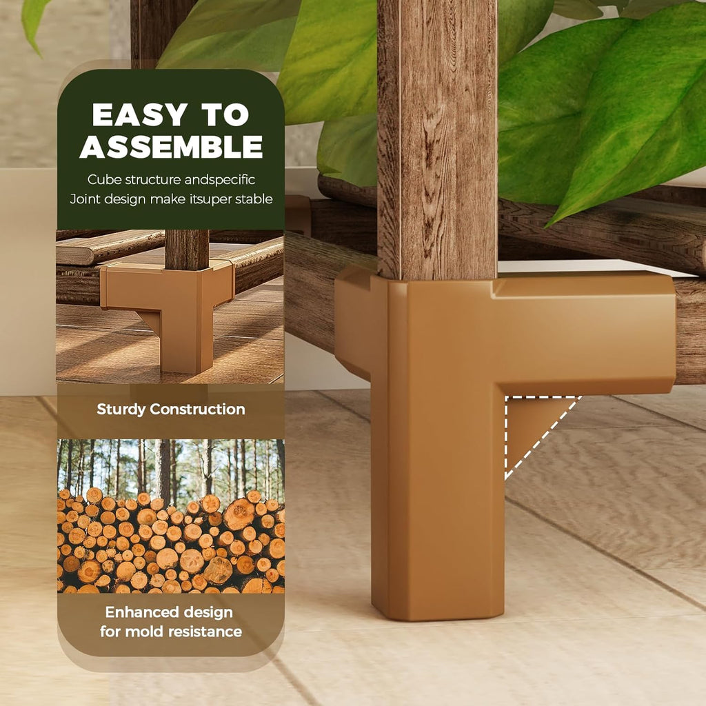 Bamworld 2 Sets Plant Stands Indoor Tall Shelves Outdoor for Multiple Flowers 10 Pots Wooden Rack for Living Room Balcony Garden