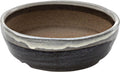 Wazakura Shigaraki Series Handmade Stripe Glazed Ceramic Bonsai Pot with Drainage, 6.6 in (170 mm) Made in Japan, Garden Training Container & Planter - White Stripe Small Size