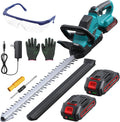 20'' Hedge Trimmer Cordless with Battery, Electric Handheld Bush Clipper with 2 Pack Rechargeable Batteries, 3000RPM 180° Rotatable Head, 2/3'' Blade Gap