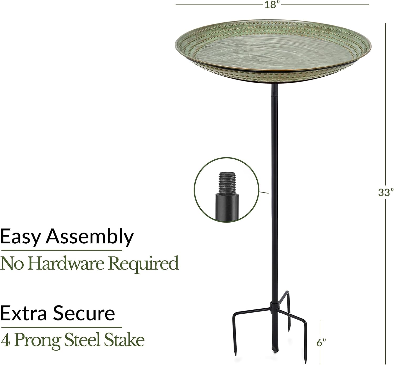 Good Directions Blue Verde Bird Bath on Garden Pole 18"