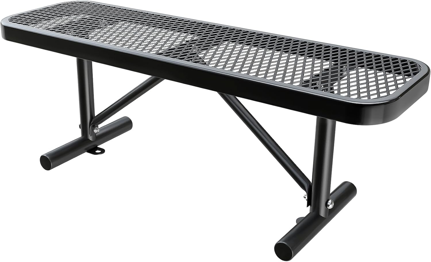Heavy-Duty Park Bench or Table for Outside - Black Coated Outdoor Furniture Steel Bench, Commercial-Grade Outdoor Benches Weatherproof for Park, Patio, Porch (Black, 4FT (Without Backrest))
