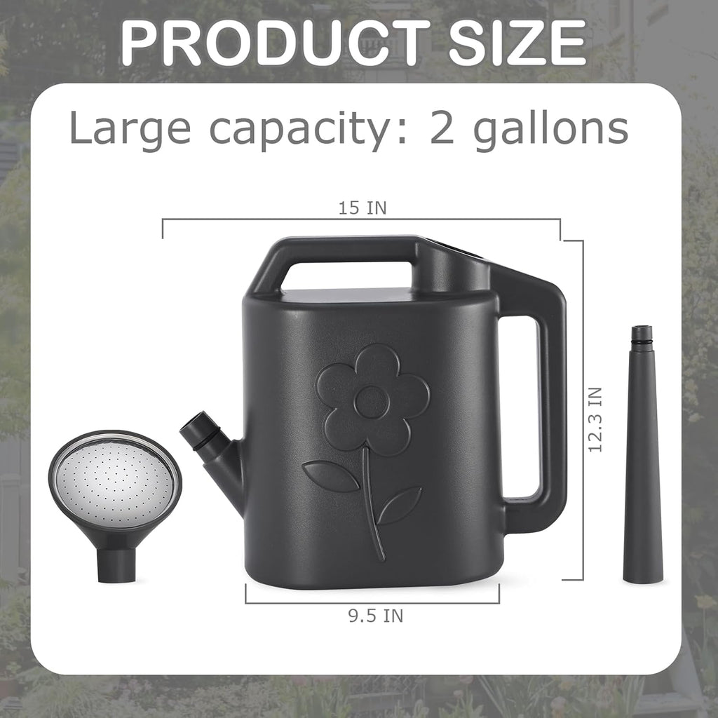 2 Gallon Watering Can for Indoor Plants, Garden Watering Cans for Outdoor Plant House Flower, Modern Plant Watering Can Large Long Spout with Sprinkler Head