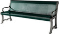 Coated Outdoor Furniture Heavy-Duty Outdoor Bench Thermoplastic Coated, Punched Steel, Commercial-Grade Garden Bench, Made in America (Portable with Back, 6 Ft, Dark Green)