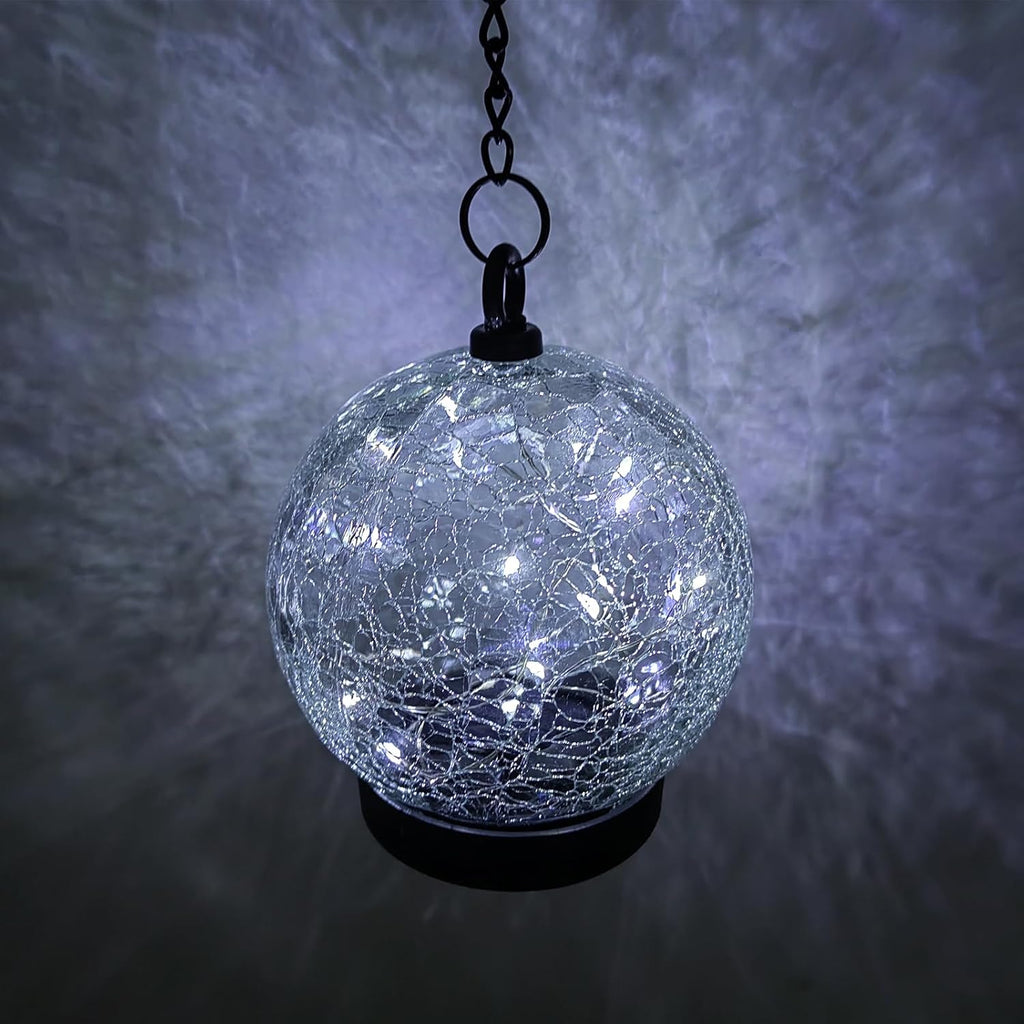 Wind Chimes Outdoor Solar Lights, 42 Inch Large Sympathy Chime 15 Cool White LEDs Crackled Glass Ball Birthday Gifts for Women Decorative Hanging in Garden, Yard, Patio, Landscape