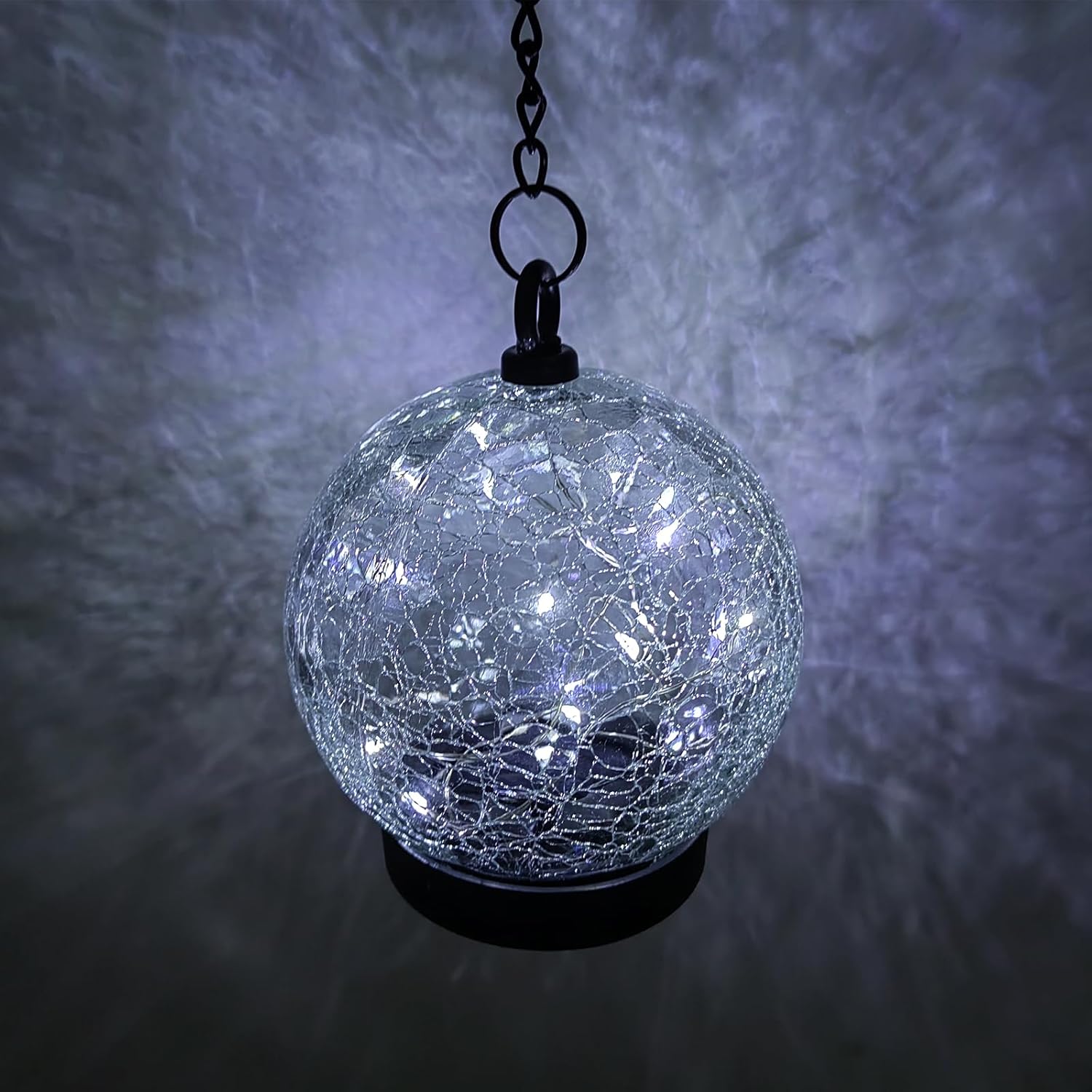 Wind Chimes Outdoor Solar Lights, 42 Inch Large Sympathy Chime 15 Cool White LEDs Crackled Glass Ball Birthday Gifts for Women Decorative Hanging in Garden, Yard, Patio, Landscape