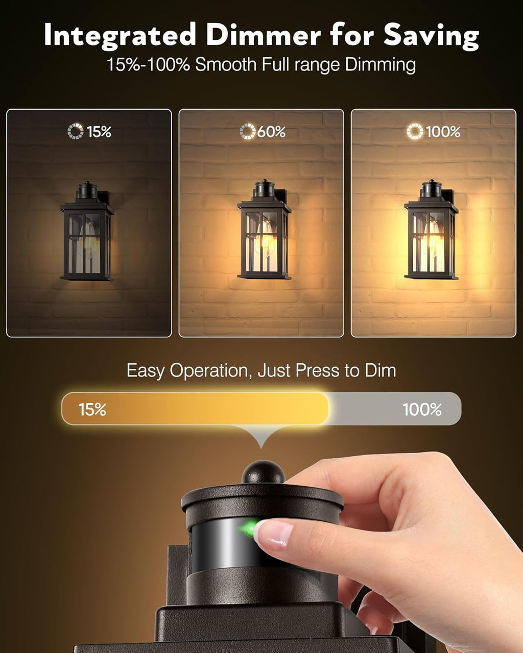 Outdoor Motion Sensor Light, 2 Pack Outside Sconce, Bronze Motion Sensor for Outside, Anti-Rust, Outdoor Light Fixture with Tempered Clear Glass for House, Garage,Entryway, Waterproof
