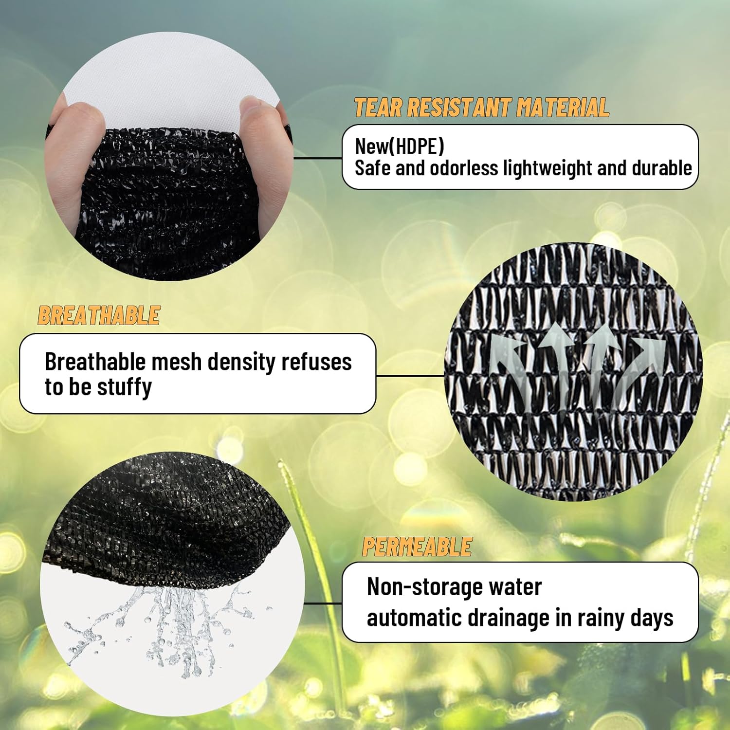 Cool Area 55% 6x8ft Sunblock Shade Cloth Cover Mesh UV Resistant Net for Garden Flower Plant Greenhouse, Black