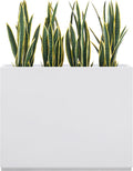 Metallic Heavy Outdoor Span Planter Box, Large Flower Pot, Long and Tall Divider Planters, 38Lx10Wx30H, White, Seamless and No Assembly 48.8 Pounds