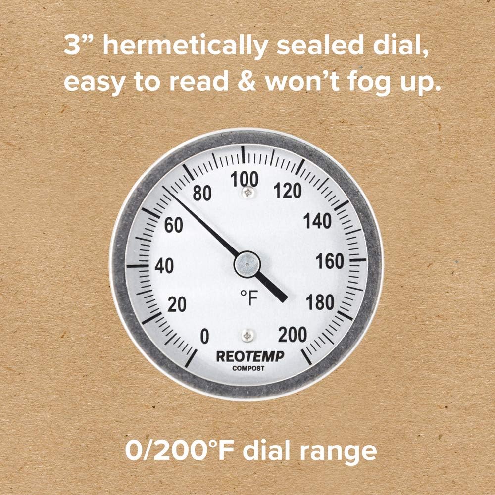 REOTEMP Heavy Duty Compost Thermometer - Fahrenheit (24 Inch Stem), Made in The USA
