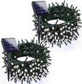 Cool White Solar Christmas Lights Outdoor Decorations Waterproof, Tatal 2 Pack 200LED 66FT Solar String Lights Green Wire with 8 Modes, Christmas Fairy Light for Xmas Tree Party Wedding Garden Decor