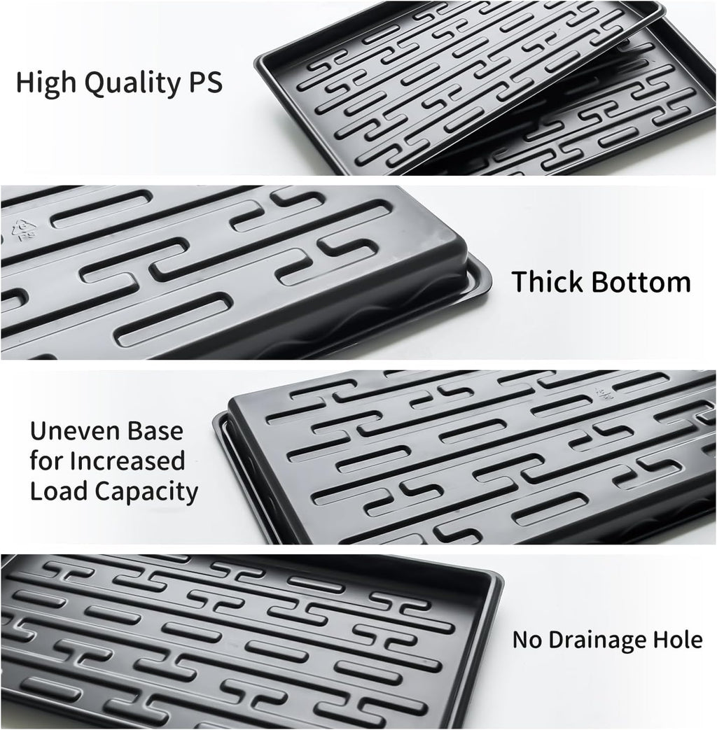 Shallow 1020 Nursery Flat Trays Specialized for Holding & Carrying 200 Cell Plug Seedling Trays (Height is 1.3"),Microgreen Germination Trays,10 Pack, No Holes (YB01, 10Pcs)