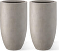 Kante 24 Inch Tall Round Concrete Planter, 2 Pack Large Indoor Outdoor Plant Pots with Drainage Hole and Rubber Plug, Modern Decorative Garden Pots for Home Patio Porch, Weathered Concrete