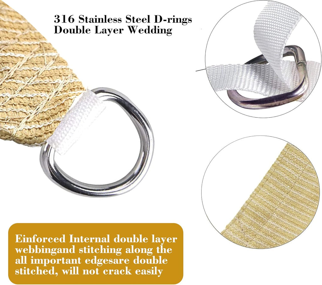 14' x 14' Beige Square Sun Shade Sail SSP1212 Canopy Durable Fabric UV Block Awning,We Make Custom Orders