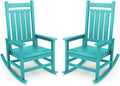 SERWALL Outdoor Rocking Chair Set of 2, HDPE Rocking Chairs for Adult, All Weather Porch Rockers for Lawn Garden, Aruba