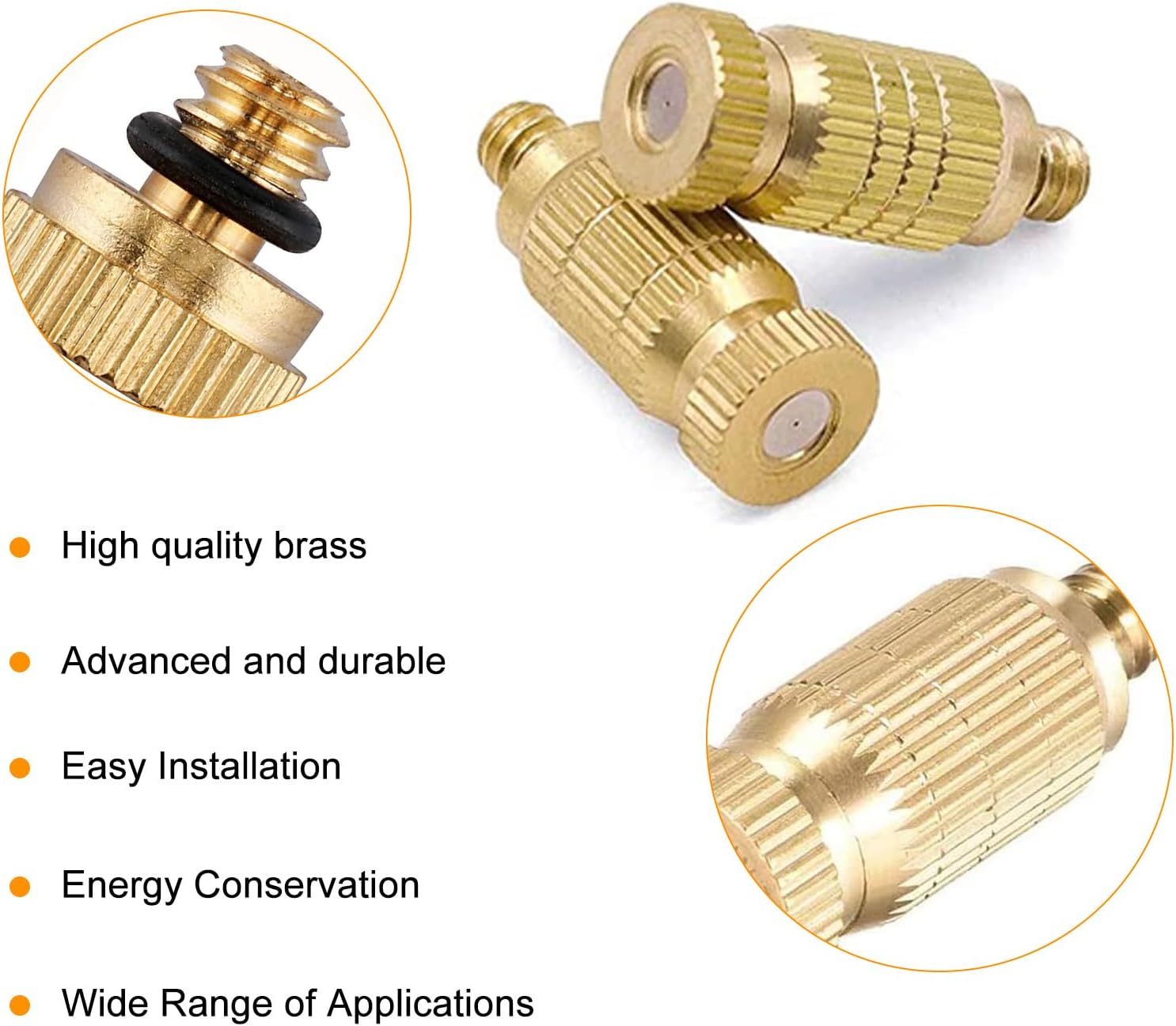 20pcs High Pressure Atomizer Nozzle Brass Misting Nozzles for Outdoor Cooling System, Landscaping, Greenhouse Irrigation, Air Humidification, Anti-Drip Fogging Spray Head(0.006"/0.15mm)